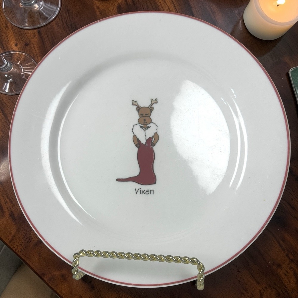 LTD Commodities SANTA'S REINDEER Vixen CHRISTMAS PLATE/SALAD/DESSERT Replacement